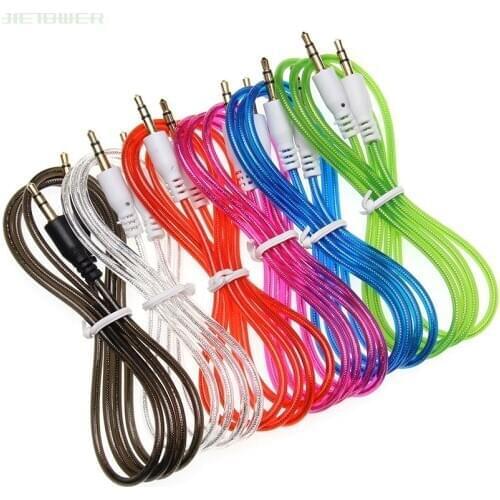 Male to Male 3.5mm Crystal Stereo Audio Cable Adapter For Mobile Phone Tablet PC MP3 Mp4 Player Car Stereo AUX Cable Wire 100pcs