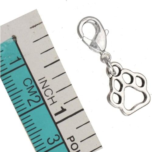 Charms pendants diy keychains earrings made jewelry components animal dog cat footprint silver metal with hook 25mm dangle 50pcs