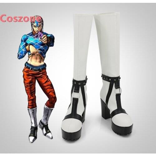 JoJos Bizarre Adventure Golden Wind Guido Mista White Cosplay Shoes Boots Halloween Carnival Costume Accessories