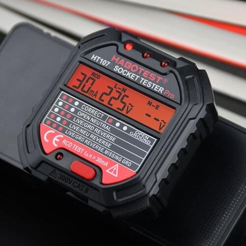 Professional Socket Outlet Tester Detector AC Voltage Display RCD 30mA UK EU Plug Ground Zero Line Plug Polarity Phase Check