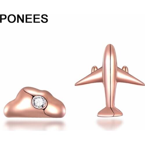 Ponees New Fashion Trendy 925 Sterling Silver Airplane Clounds Stud Earrings For Women With Bright CZ Jewelry