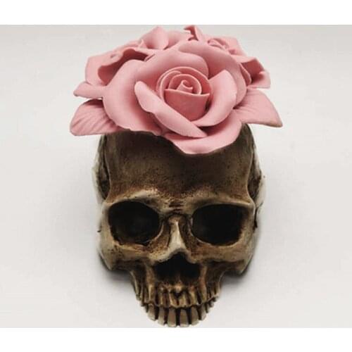 Halloween decoration silicone mold rose skull diy candle gypsum soap mold chocolate cake food silicone mold