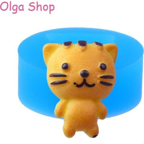 QYL352 22.2mm Cat Cookie Silicone Mold - Fondant Cupcake Topper, Resin Clay, Gum Paste, Chocolate, Candy, Biscuit Food Safe
