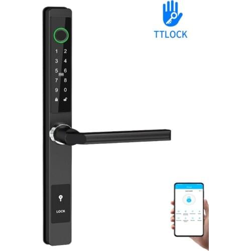 Waterproof Smart Fingerprint Password Card Door Lock Bridge-Cut Aluminum Alloy For Outdoor Used Pull Push Sliding Glass Door