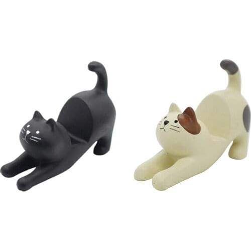 Resin Cat Ornaments Universal Mobile Phone Holder Stand Toys Home Office Desk Decoration Birthday Gifts