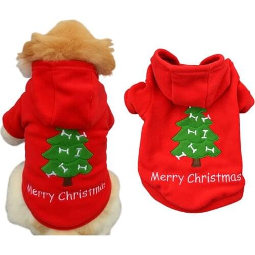 Warm Dog Clothes Dogs Cat Christmas Costumes Hoodies Chihuahua Winter Dog Fleece Hooded Coat Jacket Pet Small Dog Cat Clothing