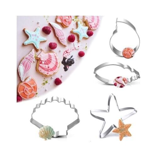 1pc Cookie Cutters Moulds Stainless Steel Seabed Animals Shape Biscuit Mold DIY Fondant Pastry Decorating Baking Kitchen Tools