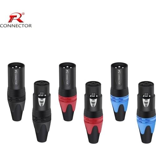 1pc NC3MXX&NC3FXX XLR connector, 3 Pin, Soldering XL Male Plug&Female Jack Audio Microphone Connector for MIC, 7colors available