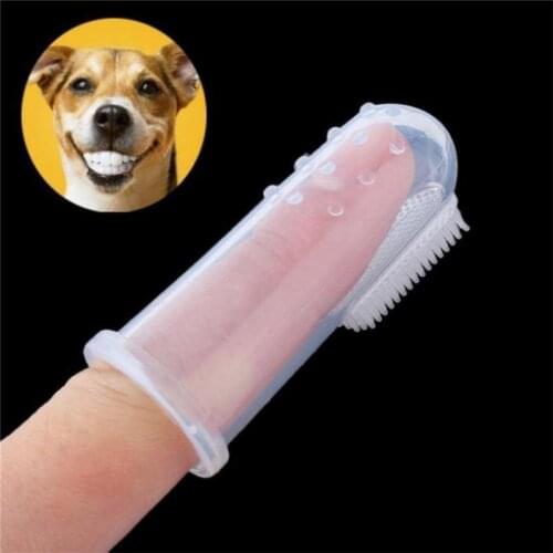 Hot 1PC Dog Brush Care Dog Addition Bad Breath Teeth Super Soft Pet Finger Toothbrush Cleaning Supplies