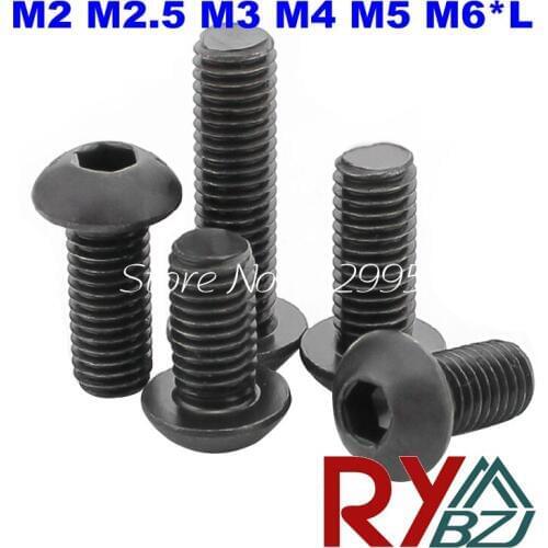 100pcs/lot M2/M2.5/M3/M4/M5/M6*L ISO7380 Grade 10.9 Alloy steel Hex socket button head cap screw