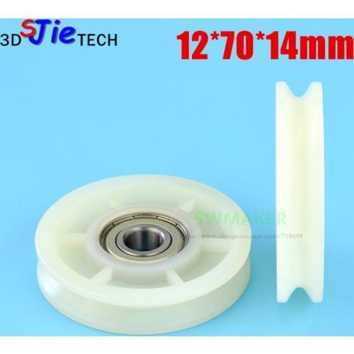 12*70*14mm grooves V type guide wheel, 6201 bearing roller, wire rope lifting wheel, plastic nylon
