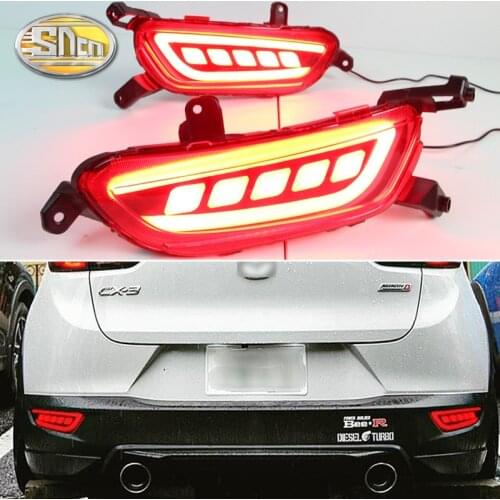 2PCS For Mazda CX-3 CX3 2015 - 2020 3-in-1 Functions 12V LED Bumper Light Rear Fog Lamp Brake Light Turn Signal Light Reflector