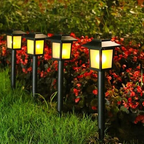 2pcs Solar Garden Light Simulation Flame Light Outdoor Household Waterproof LED Lawn Light Garden Villa Decorative Street Light