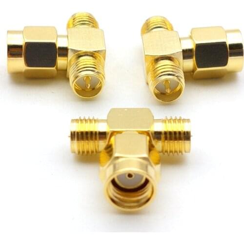 20pcs/100pcs RP-SMA male to two RP-SMA female triple T in series RF connectors 3 way