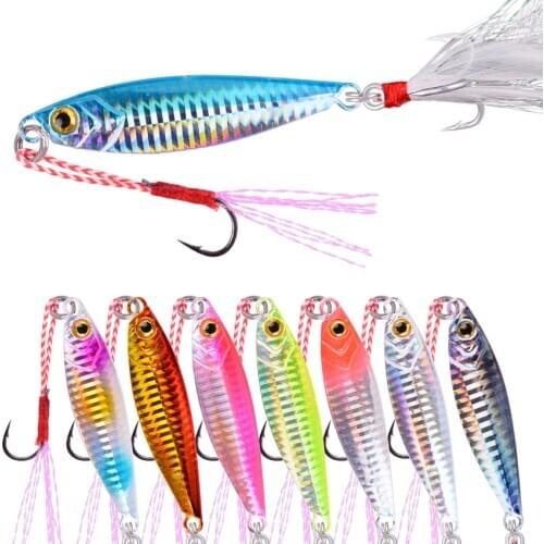 7pcs/8pcs Fishing 10G 15G 20G 25G 30G 40G 60G Slow Shaking Metal Cast Jig Spoon Winter Ice for Fishing Lure Octopus Jigging Lure