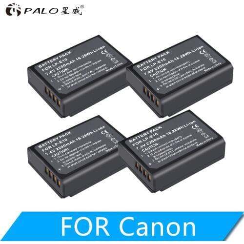 PALO 4PCS 2200mAh LP-E10 LP E10 LPE10 Digital Camera Battery For Canon 1100D 1200D 1300D Rebel T3 T5 KISS X50 X70 Battery
