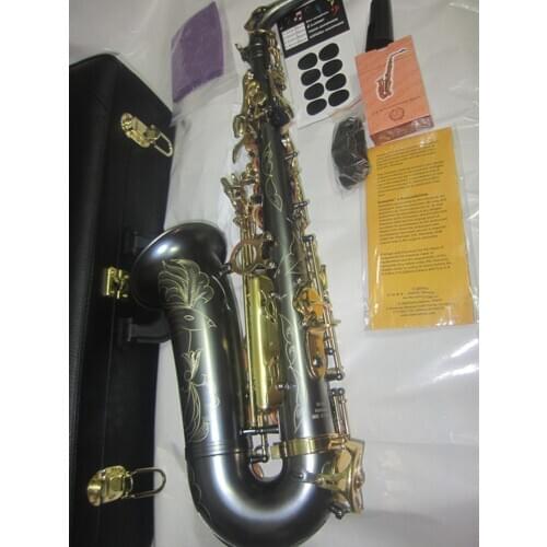 Matt Black Nickel Gold Altosaxophone Musical Instrument Professional Playing Alto Sax Free Shipping With Leather Cases