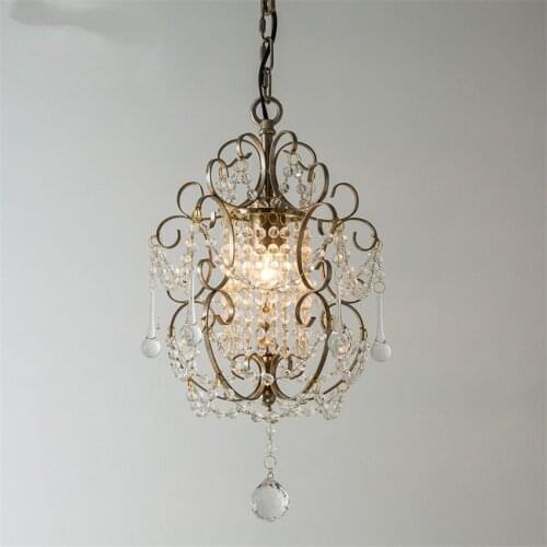 American country crystal string pendant lights bedroom hall cloakroom single chain hanging lights living room lamps lighting