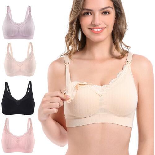 Nursing Bras Solid Pregnant Women Breastfeeding Comfortable Bralette Lace Bra Open Buckle Feeding Underwear