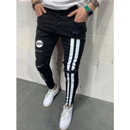 Men Jeans Vintage Three kinds of Color Thin Destroyed Ripped 2021 Fashion Streetwear Exercise Jeans Punk Pants LOGL Brand Jean