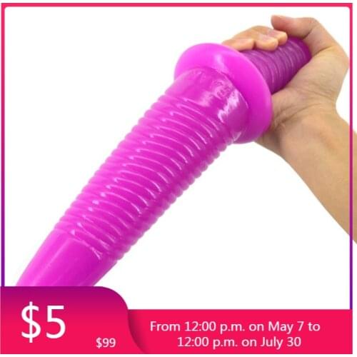 FAAK 31.5cm*7.3cm Double-Headed Screw Handle Shape Silicone Skin Simulation Phallic Sex Masturbation Thick Grown Anal Plug Dildo