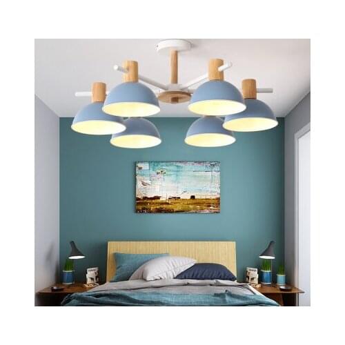 Solid Wood Chandelier For Living Room bedroom Iron color Lampshade LED Chandelier Lighting Lustres Para Sala De Jantar Home Lamp