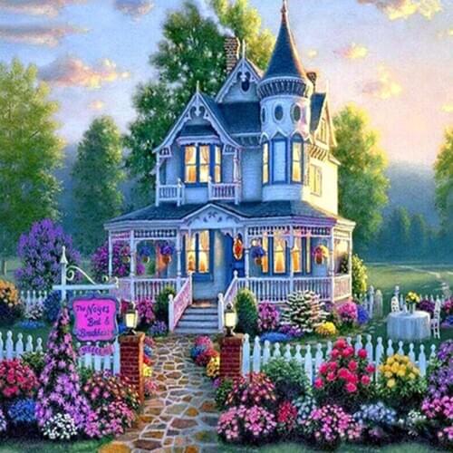 French Cottage Landscape 40x50cm DIY Digital Painting By Numbers Modern Wall Art Canvas Painting Unique Gift Home Decor 40x50cm