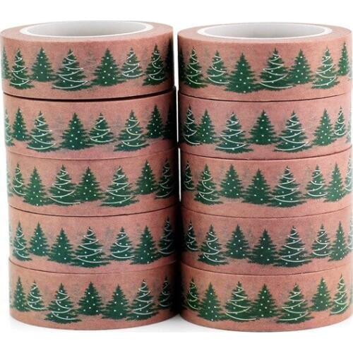 10PCS/lot Kawaii Christmas Tree Washi Tapes for Planner Scrapbooking Stickers Adhesive Masking Tapes School Supplies Stationery