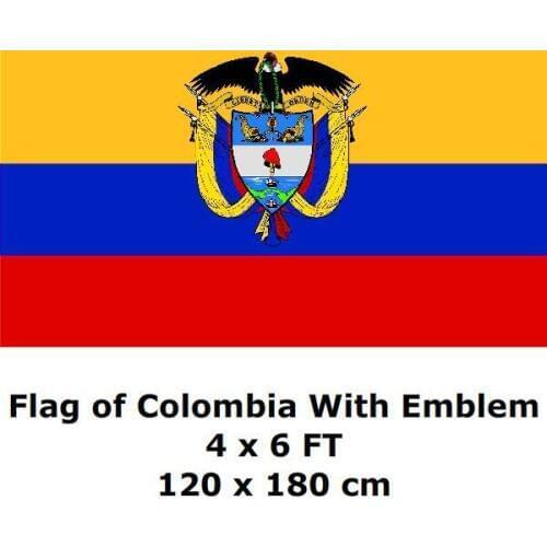 Colombia With Emblem 120 x 180 cm Flag 4X6FT 100D Polyester Colombian Flags And Banners National Flag Country Banner