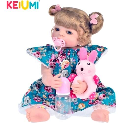 New Style 22'' 55 cm Silicone Full Body Reborn Dolls Realistic Newborn Girl Babies Doll With Blonde Hair Kid Playmate Rabbit Toy