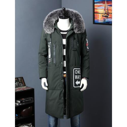 Mens Winter Fur Collar White Duck Down Jacket Male Thickness Outdoor Camping Trekking Climbing Hiking Overalls Warm Long Coat