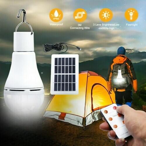 Mayitr Light Solar Bulb With Remote Control Lamp 9W LED Shed Lamp Outdoor Camping Tent Solar Lantern Light Bulb+Remote Control