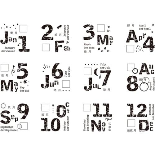Month Transparent Clear Silicone Stamp/Seal for DIY scrapbook/photo album Decorative clear stamp sheets ST0842