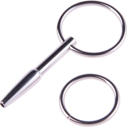 Metal Penis Plug Stainless Steel Urethral Dilators with 2 Metal Penis Ring Urethral Sound Stretching Sex Toys Fetish Sex Product