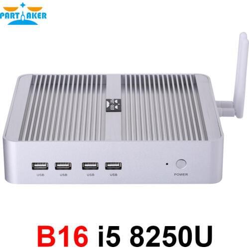 Partaker B16 DDR4 Fanless Mini PC Intel Core i5 8250U i7 8550U 32GB RAM 512GB SSD windows 10 Quad Core mini pc HDMI UHD graphics