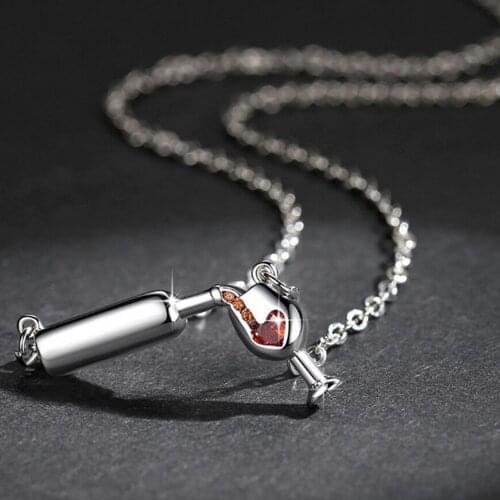 In 2021 Fashion 3 Colors Rose Gold Wine&Cup Necklace Wine Bottle Glass Chic Necklaces Girl Lady Best Gift Choker