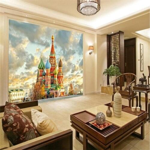 Beibehang 3D home decor Photo background Red Square in Moscow Church of living room office large wallcovering wallpaper mural
