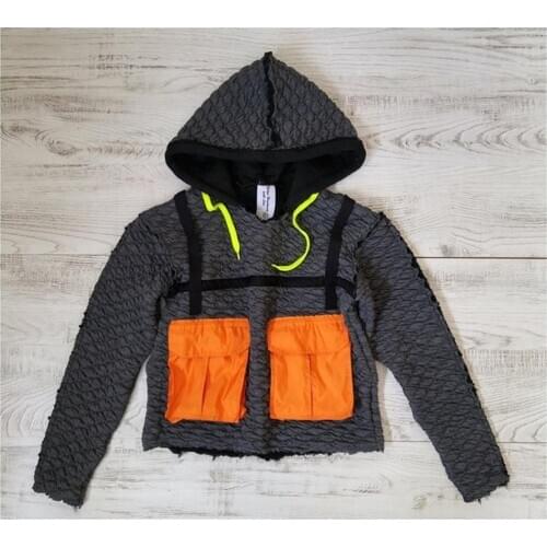 New Neon Mens Quilted Hoodie Multi Pocket / Mix with Twill Material Dropped Shoulder / Badge Kanye Hoodie Cyberpunk