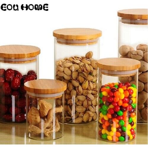 Transparent Glass Storage Bottles Grains Spice Tea Leaf Coffee Beans Candy Food Jars Kitchen Containers Jars Bottle Organization