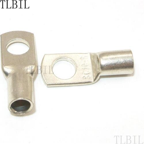 SC10 200Pcs 10mm2 7AWG 1/4" 5/16" Listed Heavy Duty Lugs Battery Cable Bare Copper Eyelets Tubular Ring Terminal Connectors