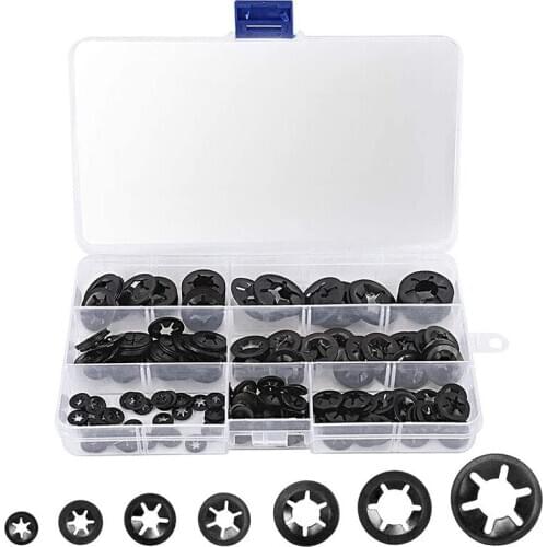 280Pcs Starlock Washers Internal Tooth Washers Quick Speed Lock Washers Push on Speed Clips Fasteners Assortment Tool