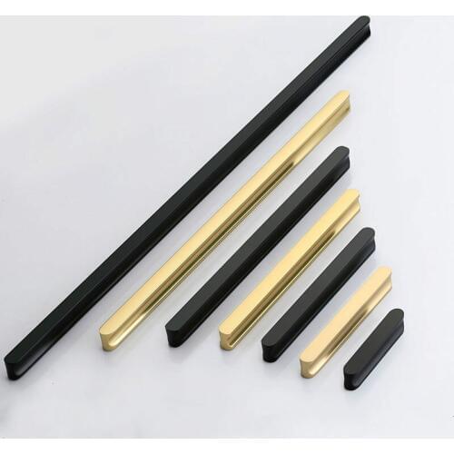 JD Modern Golden Wardrobe Handle Aluminum Profile Wine Cabinet Door Handle Drawer Black Lengthened Handle Furniture Hardware
