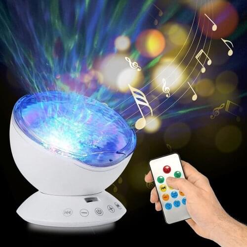 LED Projector Ocean Wave Night Light Aurora Lamp With USB Remote Control TF Cards Music Player Baby Sleep Appease Lights Gifts