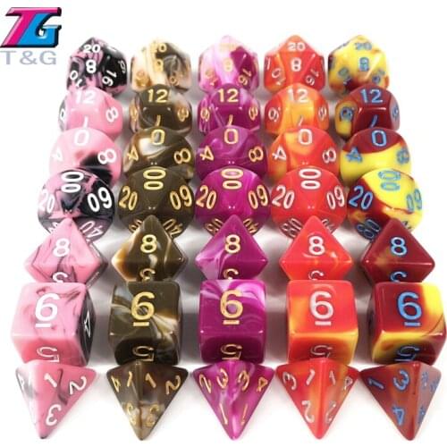High Quality Mix Color Multi Sided Dices 7 Dice Set for DnD RPG Games Camping Travelling Kids Party Game As Gift