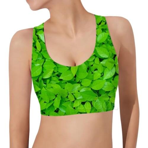 CLOOCL Women Sports Vest Green Leafy Plant Weed 3D Print Sports Bra Short Tank-Top Yoga Running Woman Fitness Bras Fashion Tops