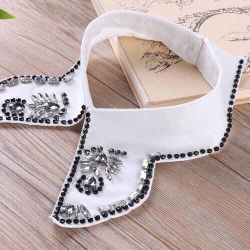 Vintage Rhinestone Fake Collar Women Detachable Collar Ladies Crystal False Collar Shirt Beads Neckwear Clothing Accessories