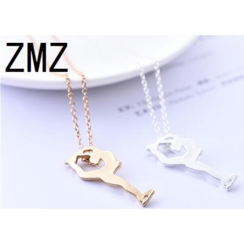 ZMZ 50pcs/lot 2018 Europe/US hot selling figure skater necklace pendant ice skating woman silhouette outdoor sports jewelry