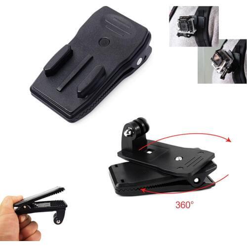 360 degree Chic Rotary Backpack Hat Clip Black Rec-Mounts Clamp Mount for GoPro Hero 2 / 3 / 3+ / 4 for SJ4000 SJ6000 AT200