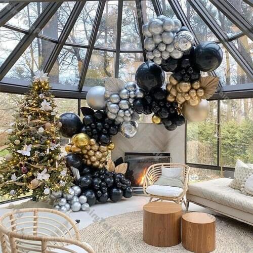 111 pieces of metal balloon gold black garland arch set wedding hawaiian party birthday bachelor party new year decoration