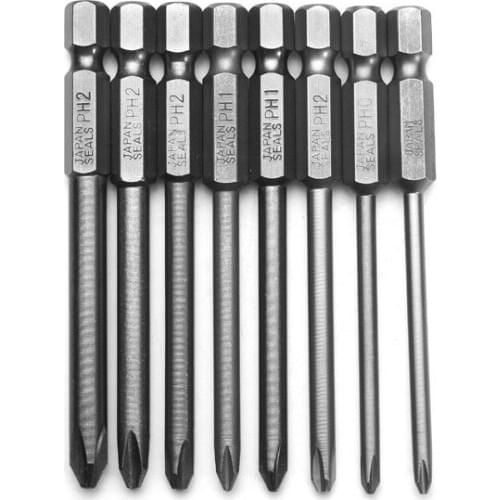2 Sets/lot _ 8pcs 75mm Magnetic Long Hex Cross Head Screwdriver Bits Set